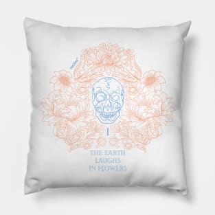 Flowers skull Orange/Blue edition Pillow