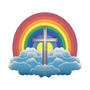 Heaven is a Rainbow - Clouds and Cross - LGBTQIA LGBT Pride - Love is Love T-Shirt