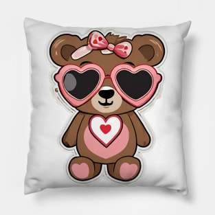 Heartwarming Bear: Valentine's Day Sunnies Edition Pillow