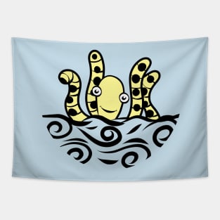 Friendly yellow Octopus Cartoon Tapestry