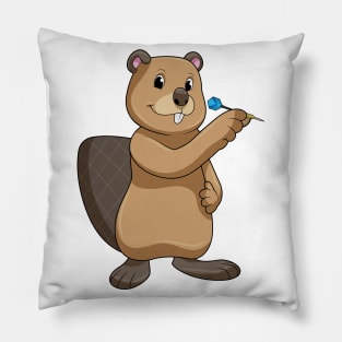 Beaver at Darts with Dart Pillow