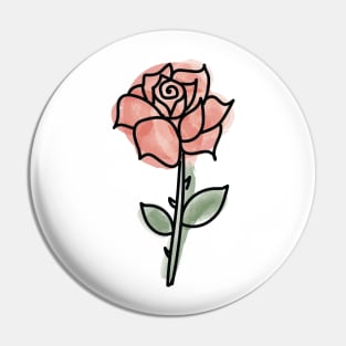 Belle's Rose in Watercolor Pin