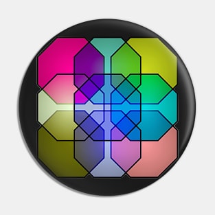 Neo Geo Colorful Octagons in Muted Rainbow Colors Pin