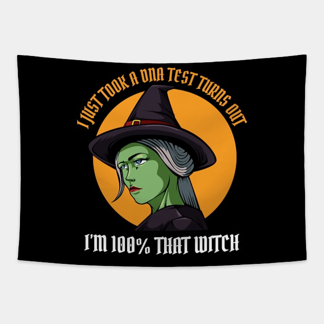 I Just Took A Dna Test Old Lady Witch Halloween Tapestry by Funnyawesomedesigns