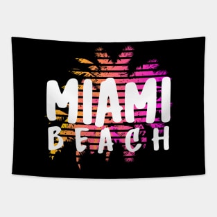 Miami Beach Florida City Palm Trees Sunset Design Tapestry