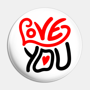 Love You Lettering Red Pin