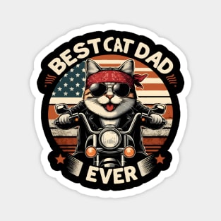 Cat Dad Fathers Day Motorcycle Bike Rider Vintage American Flag Magnet