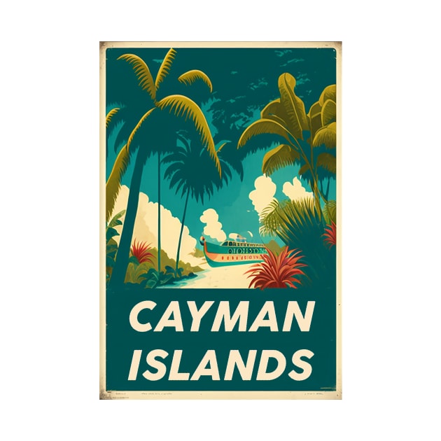 Cayman Islands Vintage Travel Art Poster by OldTravelArt