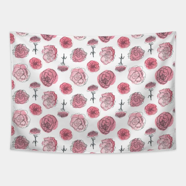 Pink Carnation Pattern Tapestry by crumpetsandcrabsticks