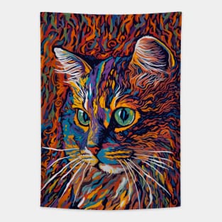 Abstract colorful cat Tapestry