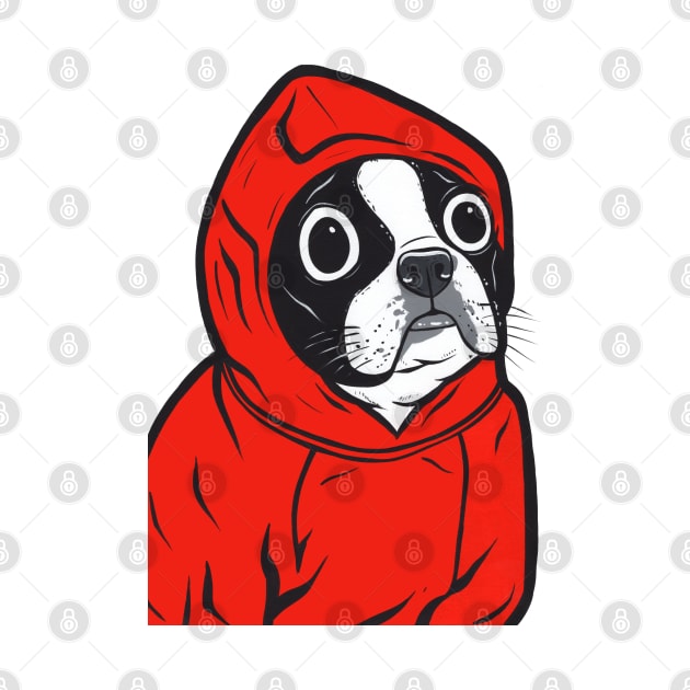 Boston Terrier Red Hoodie by turddemon