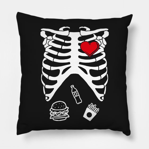 Spooky Skeleton Costume Junk Food Pillow by SolarFlare