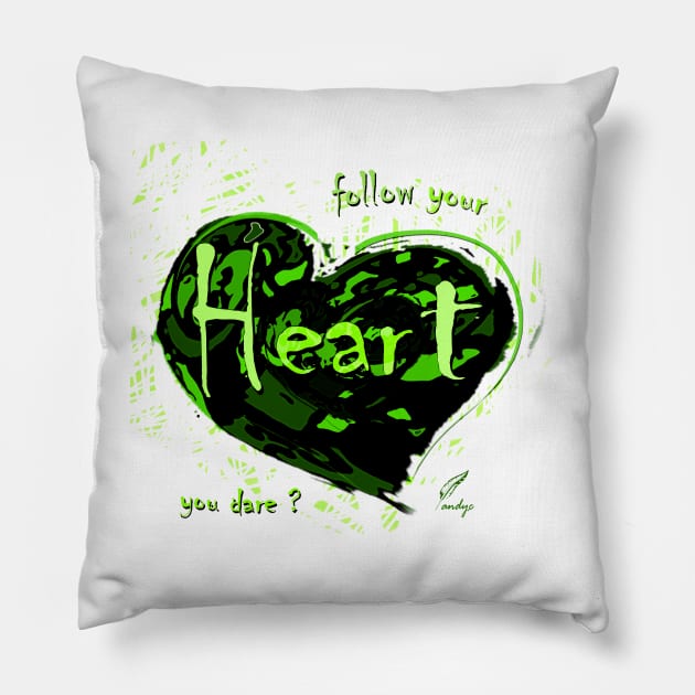 HEART FOLLOW FOS/W Pillow by ACUANDYC