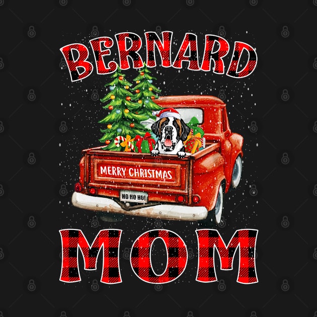 Christmas Bernard Mom Santa Hat Truck Tree Plaid Dog Mom Christmas by intelus