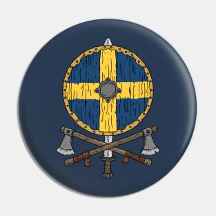 Swedish Viking shield with axes. Pin