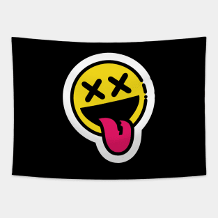 Stoned Smiley Face // Line Art Sticker Tapestry