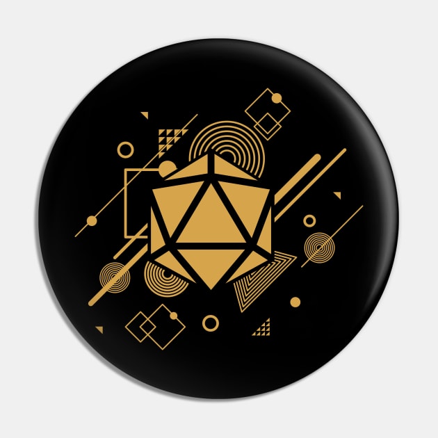 Funky D20 Dice TRPG Tabletop RPG Gaming Addict Pin by dungeonarmory