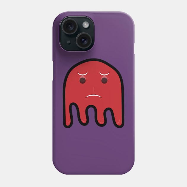 Red unhappy ghost Phone Case by enflow