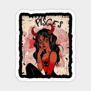 Pisces Baddie Devil Girl Magnet