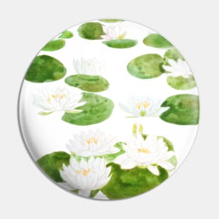 white waterlily pond watercolor Pin