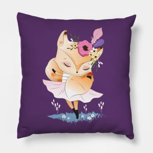 Little fox with its tail scarf Pillow