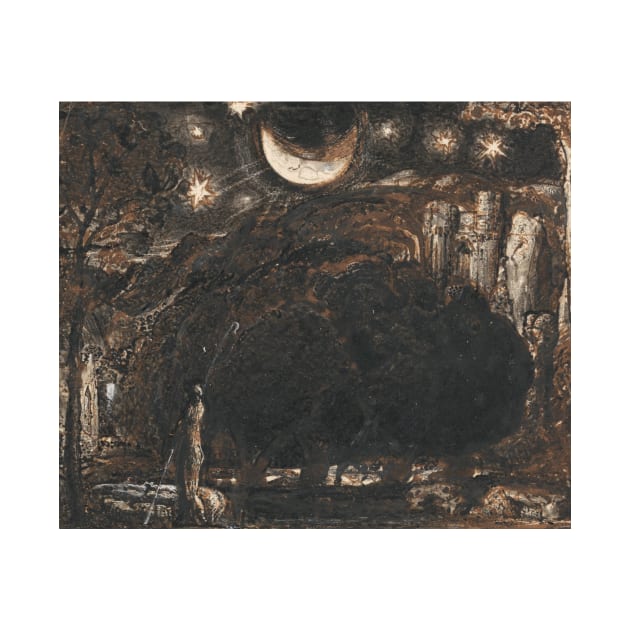 A Shepherd and his Flock under the Moon and Stars by Samuel Palmer by Classic Art Stall