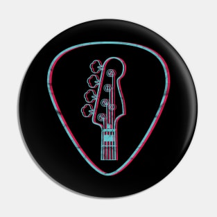 3D Bass Guitar Headstock Guitar Pick Dark Theme Pin