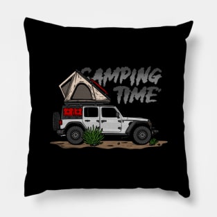 Jeep Design Camping Time - White Pillow