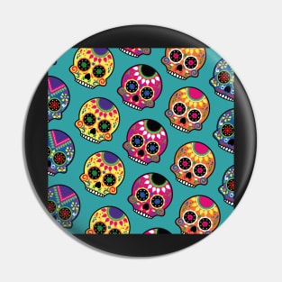 Sugar Skull Pattern Colorful Design, Artwork, Vector, Graphic Pin