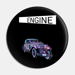 Engine old car design  totes, phone cases, mugs, masks, hoodies, notebooks, stickers pins Pin