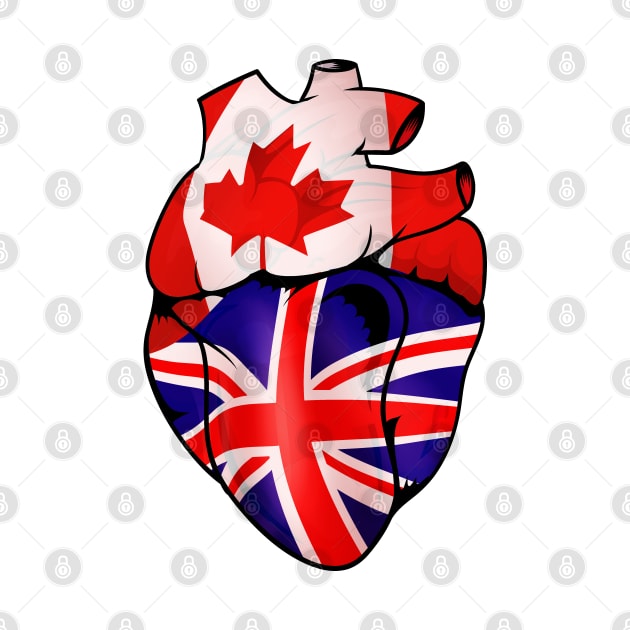 British Canadian Split Anatomical Heart With Flags - UK-Canada by Biped Stuff