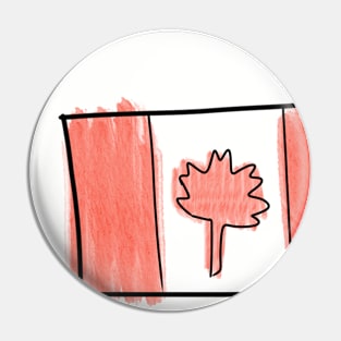 Canadian Flag Doodle Watercolor Pin