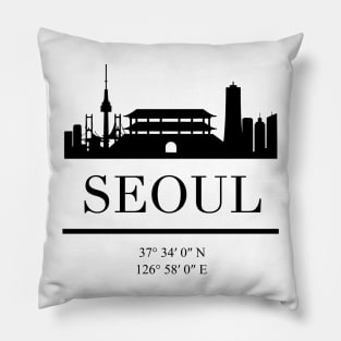 SEOUL SOUTH KOREA BLACK SILHOUETTE SKYLINE ART Pillow