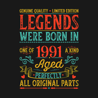 Legends were born in made in 1991 birthday gift idea vintage retro age T-Shirt