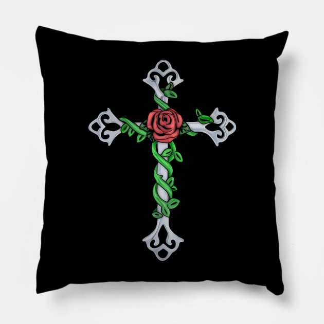 Cross Rose Pillow by SoLunAgua