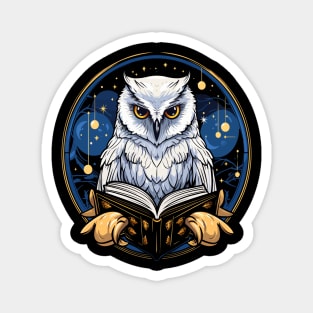 Snowy Owl Reads Book Magnet