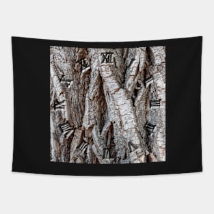 Tree bark background clock Tapestry