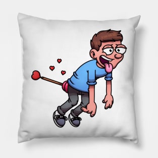 Floating Man Shot By Cupid’s Heart Arrow Pillow