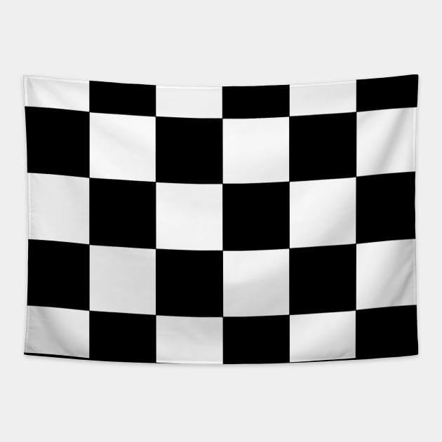 Black and White Checkers Pattern Tapestry by Lady Lilac