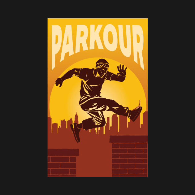 Parkour Freerunner Sunset Retro Themed Gift by GrafiqueDynasty