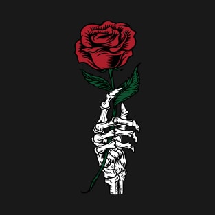 Beautiful Rose in Skeleton Hand - Bone T-Shirt