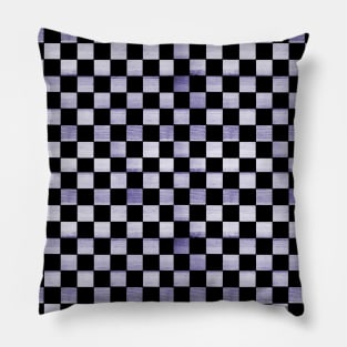 Black and Purple Checkered Wood Pattern Pillow