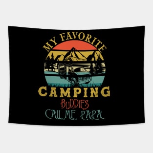 Vintage Retro My Favorite Camping Buddies Call Me Papa Tapestry