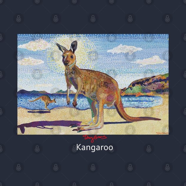 Kangaroos on beach by tobycentreart