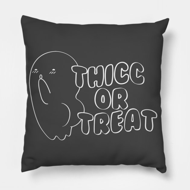 Thicc or Treat Ghost Pillow by Perpetual Brunch