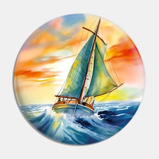 Sailing towards the sunset Pin