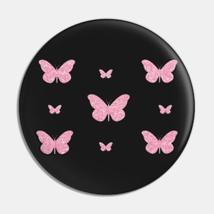 Pink Faux Glitter Butterflies Pin