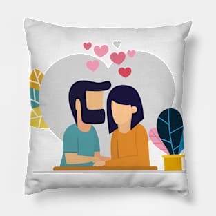 Illustration with romantic dinner. Dating. Valentines day celebration Pillow