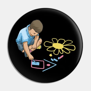 Child Playing With Chalk Pin