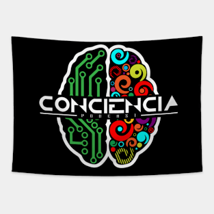 ConCiencia Podcast Logo White Tapestry